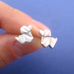 Abstract Newfoundland Puppy Dog Shaped Stud Earrings in Silver or Gold