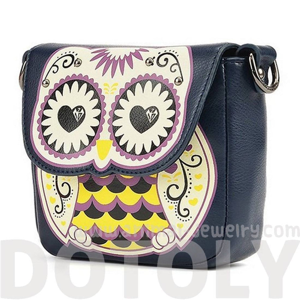 Abstract Owl Shaped Animal Themed Cross body Shoulder Bag for Women in Navy | DOTOLY
