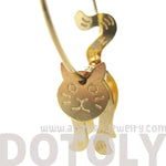 Adorable 3D Kitty Cat Shaped Dangle Hoop Earrings in Gold | Animal Jewelry | DOTOLY