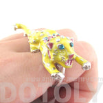 Adorable 3D Leopard Cheetah Shaped Double Finger Enamel Ring | DOTOLY | DOTOLY