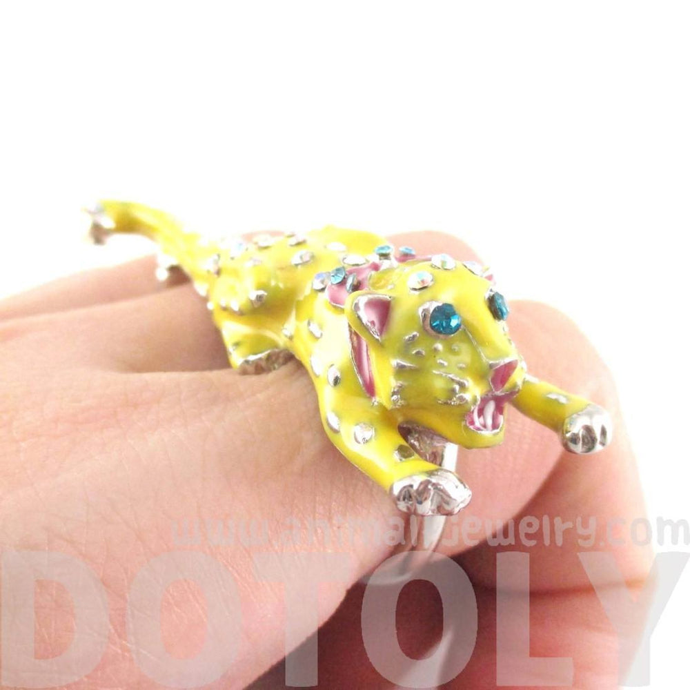Adorable 3D Leopard Cheetah Shaped Double Finger Enamel Ring | DOTOLY | DOTOLY