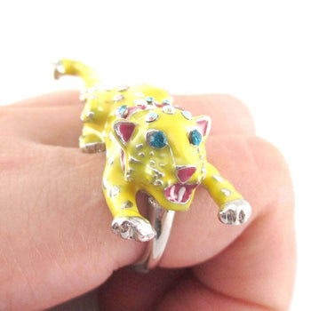 Adorable 3D Leopard Cheetah Shaped Double Finger Enamel Ring | DOTOLY | DOTOLY