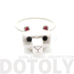 Adorable 3D Polar Bear Head Shaped Animal Ring in Silver | DOTOLY