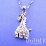 Adorable Baby Giraffe Shaped Rhinestone Charm Necklace in Silver | DOTOLY | DOTOLY