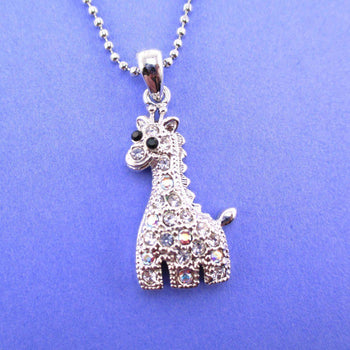 Adorable Baby Giraffe Shaped Rhinestone Charm Necklace in Silver | DOTOLY | DOTOLY