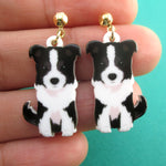 Adorable Border Collie Australian Shepherd Puppy Shaped Stud Earrings