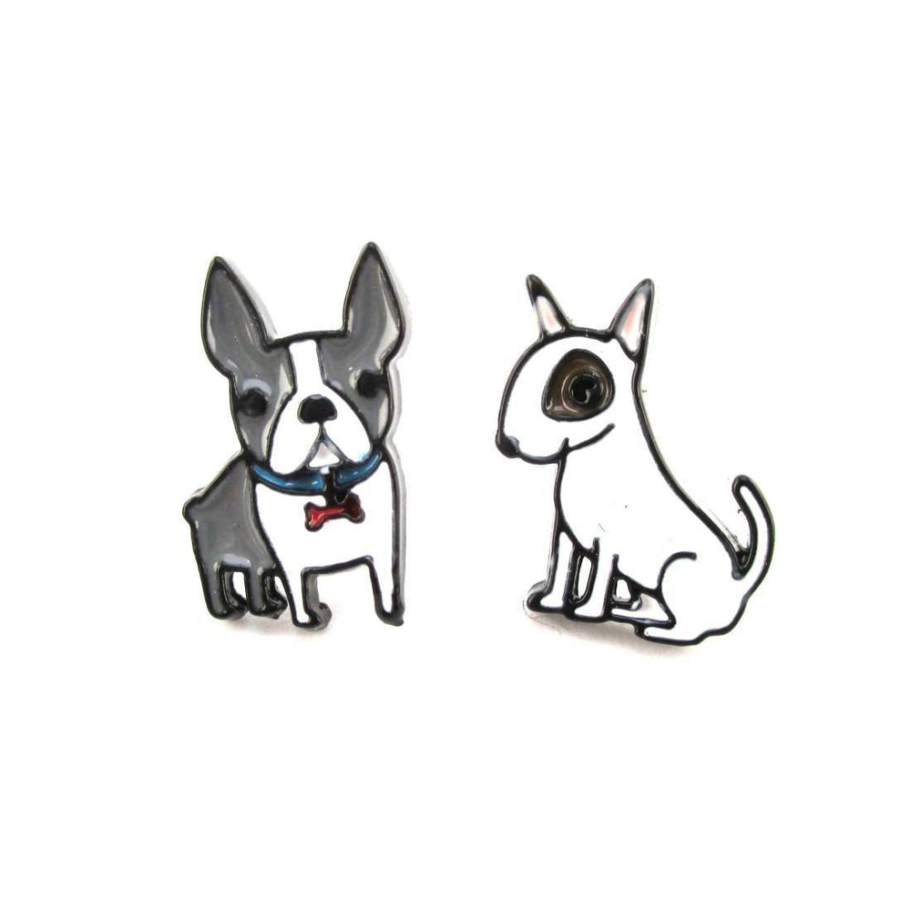 Adorable Boston Terrier and Bull Terrier Shaped Stud Earrings | Animal Jewelry | DOTOLY