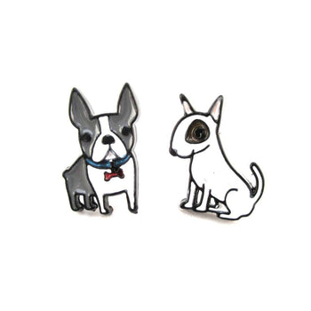 Adorable Boston Terrier and Bull Terrier Shaped Stud Earrings | Animal Jewelry | DOTOLY