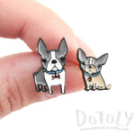 Adorable Boston Terrier Puppies Shaped Stud Earrings | Animal Jewelry | DOTOLY