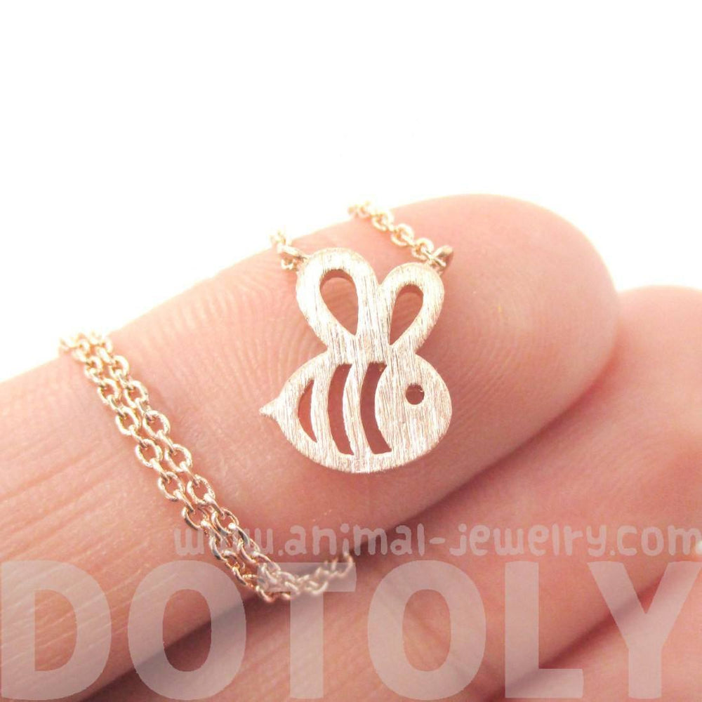 Adorable Bumble Bee Insect Shaped Charm Necklace in Rose Gold | Animal Jewelry | DOTOLY