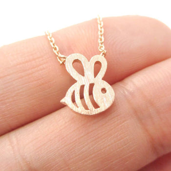 Adorable Bumble Bee Insect Shaped Charm Necklace in Rose Gold | Animal Jewelry | DOTOLY