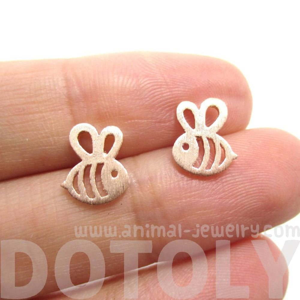 Adorable Bumble Bee Insect Shaped Stud Earrings in Rose Gold | Animal Jewelry | DOTOLY
