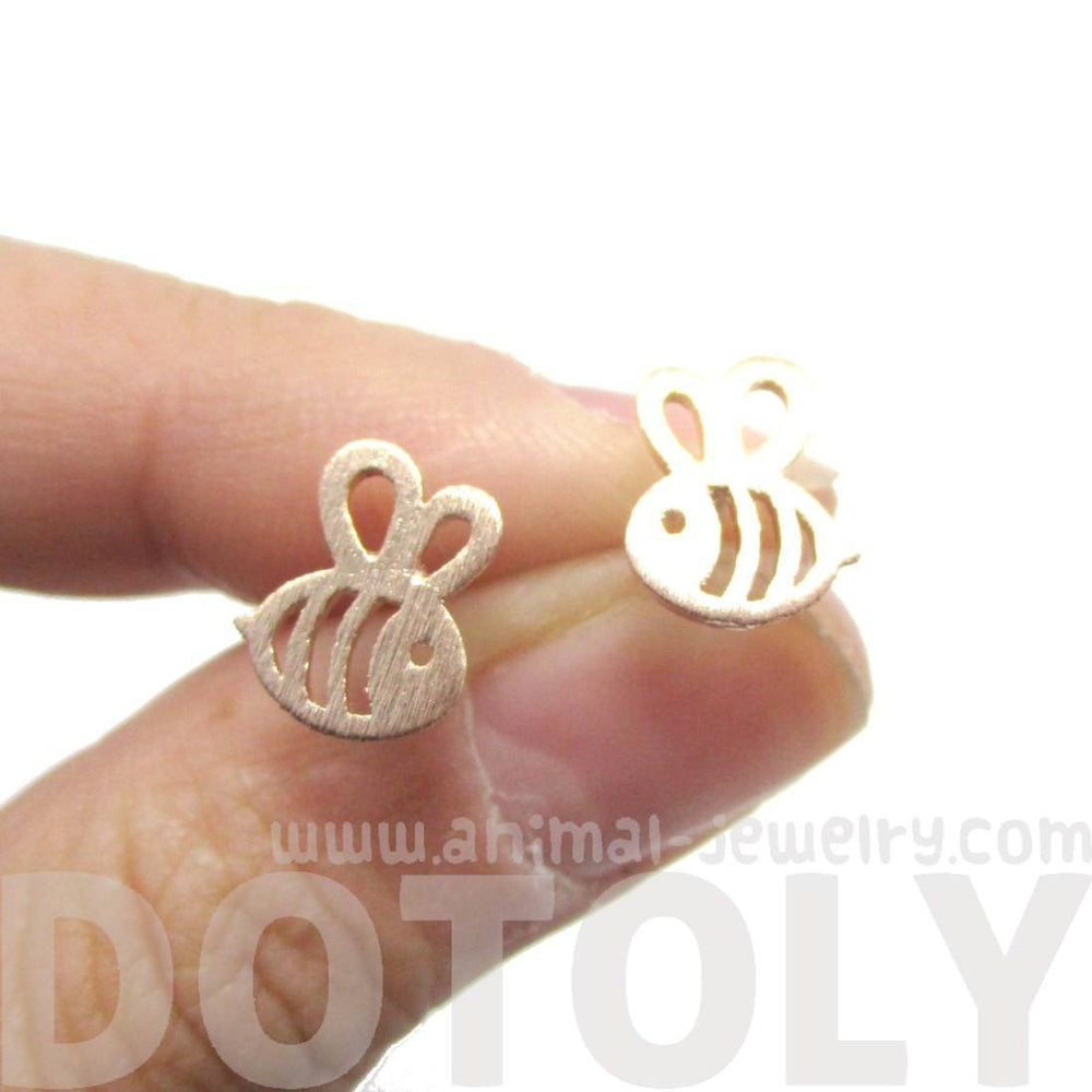 Adorable Bumble Bee Insect Shaped Stud Earrings in Rose Gold | Animal Jewelry | DOTOLY