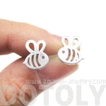 Adorable Bumble Bee Insect Shaped Stud Earrings in Silver | Animal Jewelry | DOTOLY