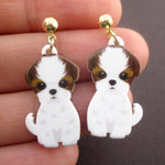 Adorable Cavalier King Charles Spaniel Puppy Shaped Stud Drop Earrings