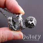 Adorable Derpy Sloth Shaped Statement Pendant Necklace in Silver