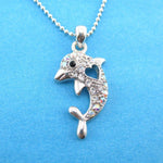 Adorable Dolphin Shaped Rhinestone Pendant With Heart Cut Out Necklace | DOTOLY