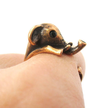 Adorable Elephant Shaped Animal Wrap Ring in Copper | US Sizes 7 to 9 | DOTOLY