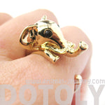 Adorable Elephant Shaped Animal Wrap Ring in Shiny Gold | US Sizes 7 to 9 | DOTOLY