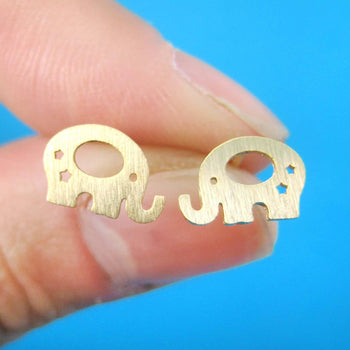 Adorable Elephant Silhouette Shaped Stud Earrings in Gold | Allergy Free | DOTOLY