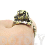 Adorable English Bulldog Puppy Dog Animal Wrap Around Ring in Brass | Sizes 6 to 9 | DOTOLY