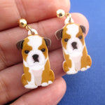 Adorable English Bulldog Puppy Shaped Stud Drop Earrings for Dog Lovers