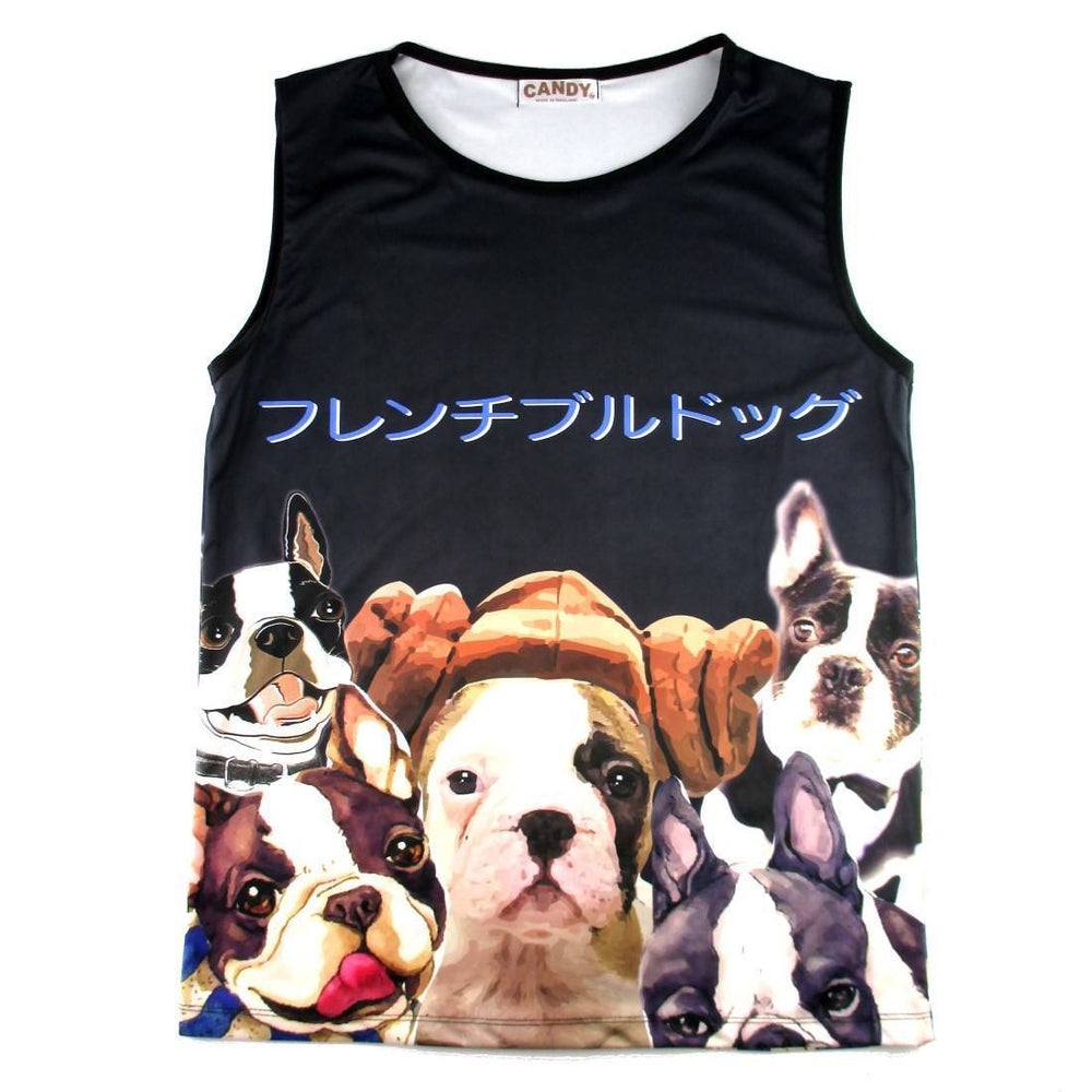 Adorable French Bulldog Photo Graphic Print Oversized Unisex Tank Top | DOTOLY