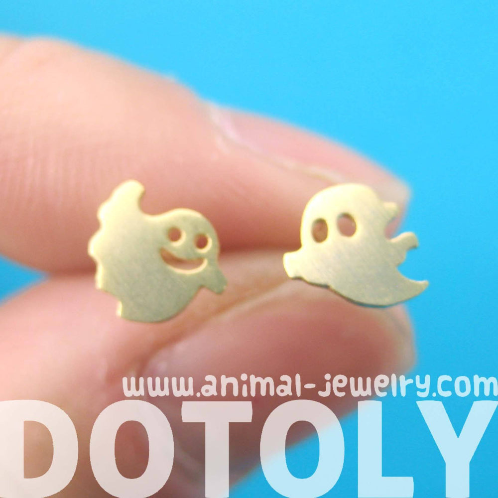 Adorable Ghost Shaped Stud Earrings in Gold | Allergy Free | DOTOLY