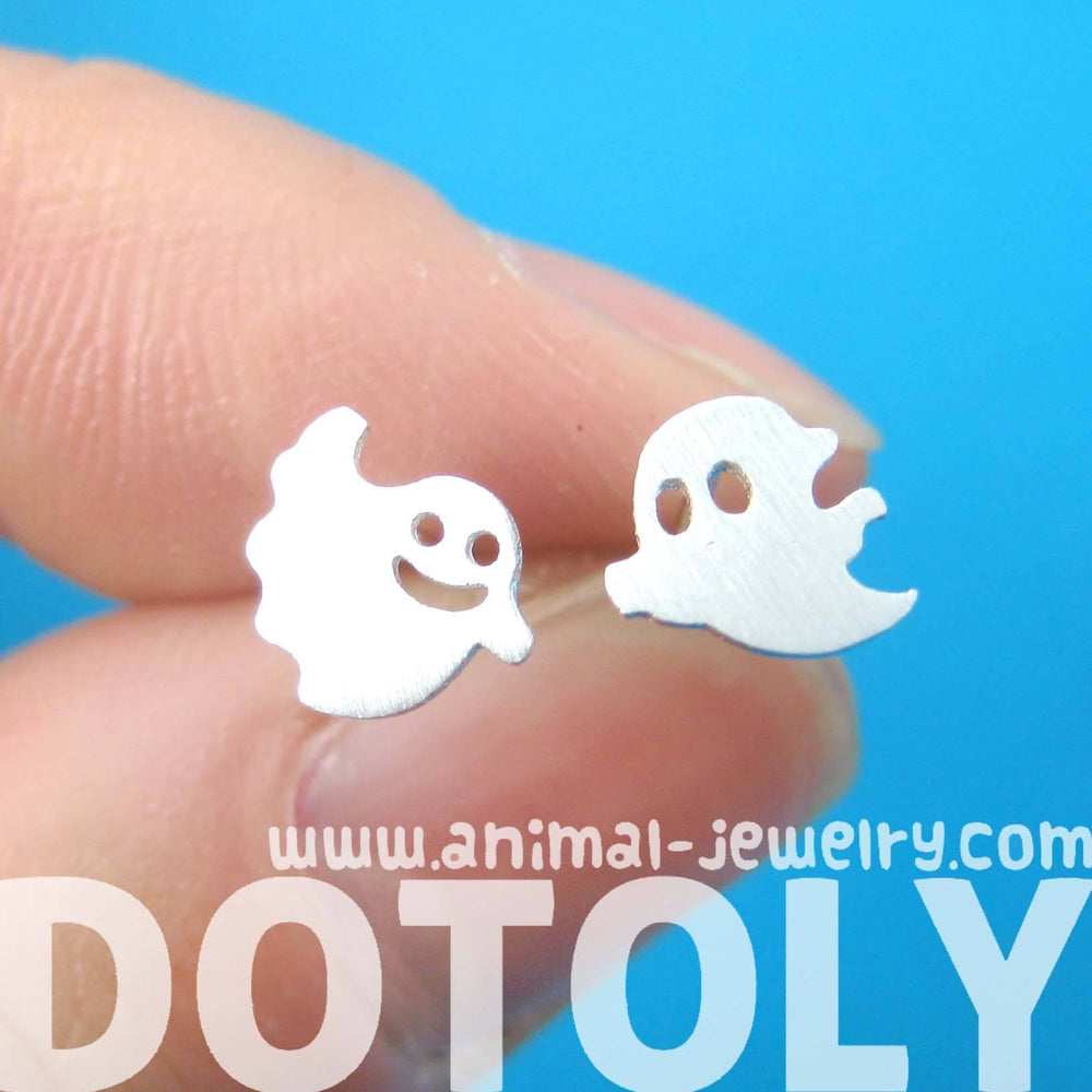 Adorable Ghost Shaped Stud Earrings in Silver | Allergy Free | DOTOLY