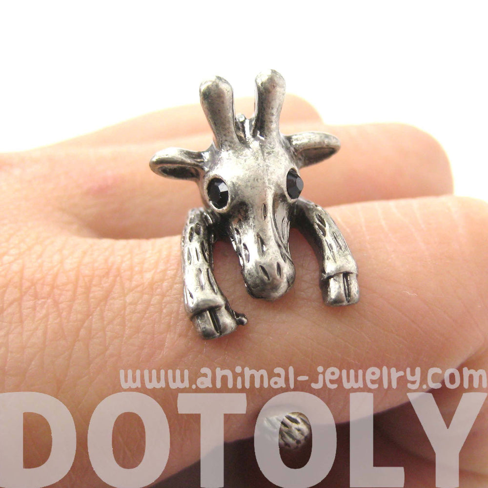 Adorable Giraffe Shaped Animal Wrap Ring in Silver | US Sizes 7 to 9 | DOTOLY