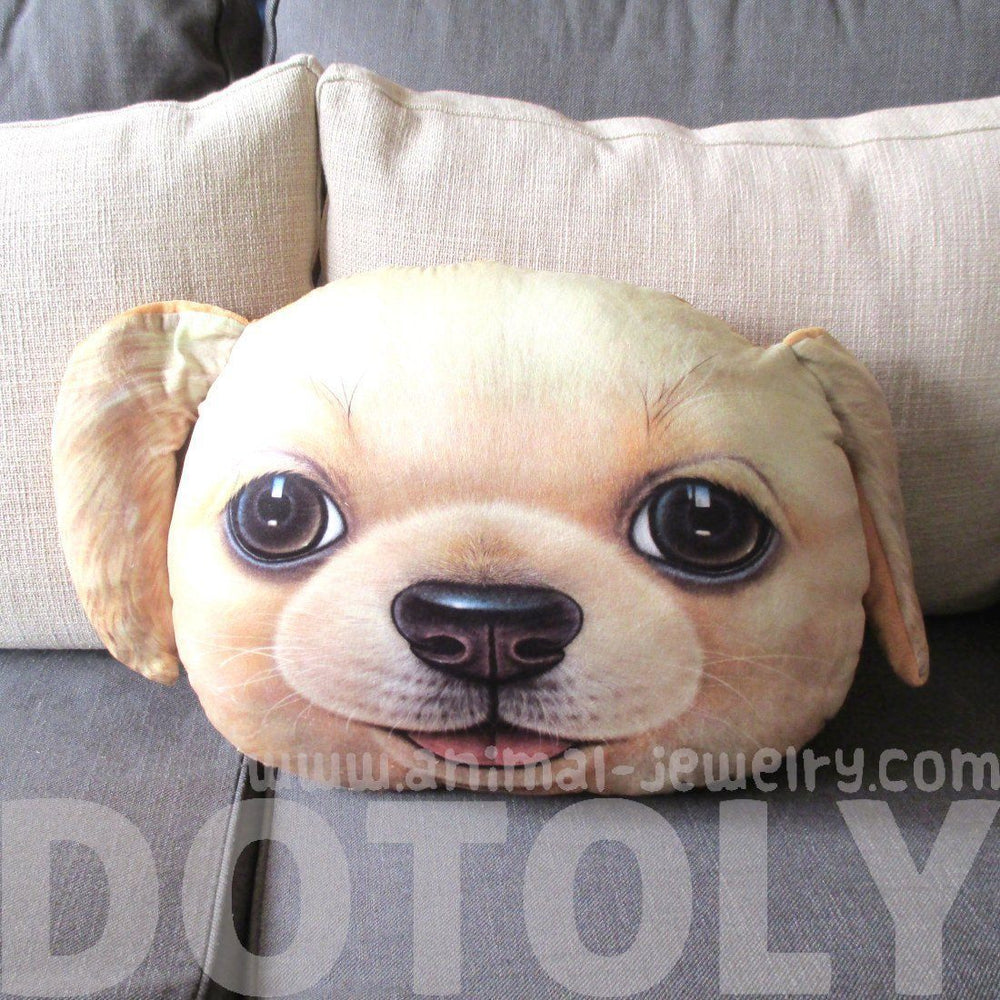 Adorable Golden Retriever Puppy Dog Face Shaped Large Cushion Pillow | DOTOLY