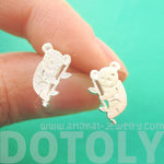 Adorable Koala Bear Silhouette Shaped Stud Earrings in Silver | Animal Jewelry | DOTOLY