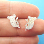 Adorable Koala Bear Silhouette Shaped Stud Earrings in Silver | Animal Jewelry | DOTOLY