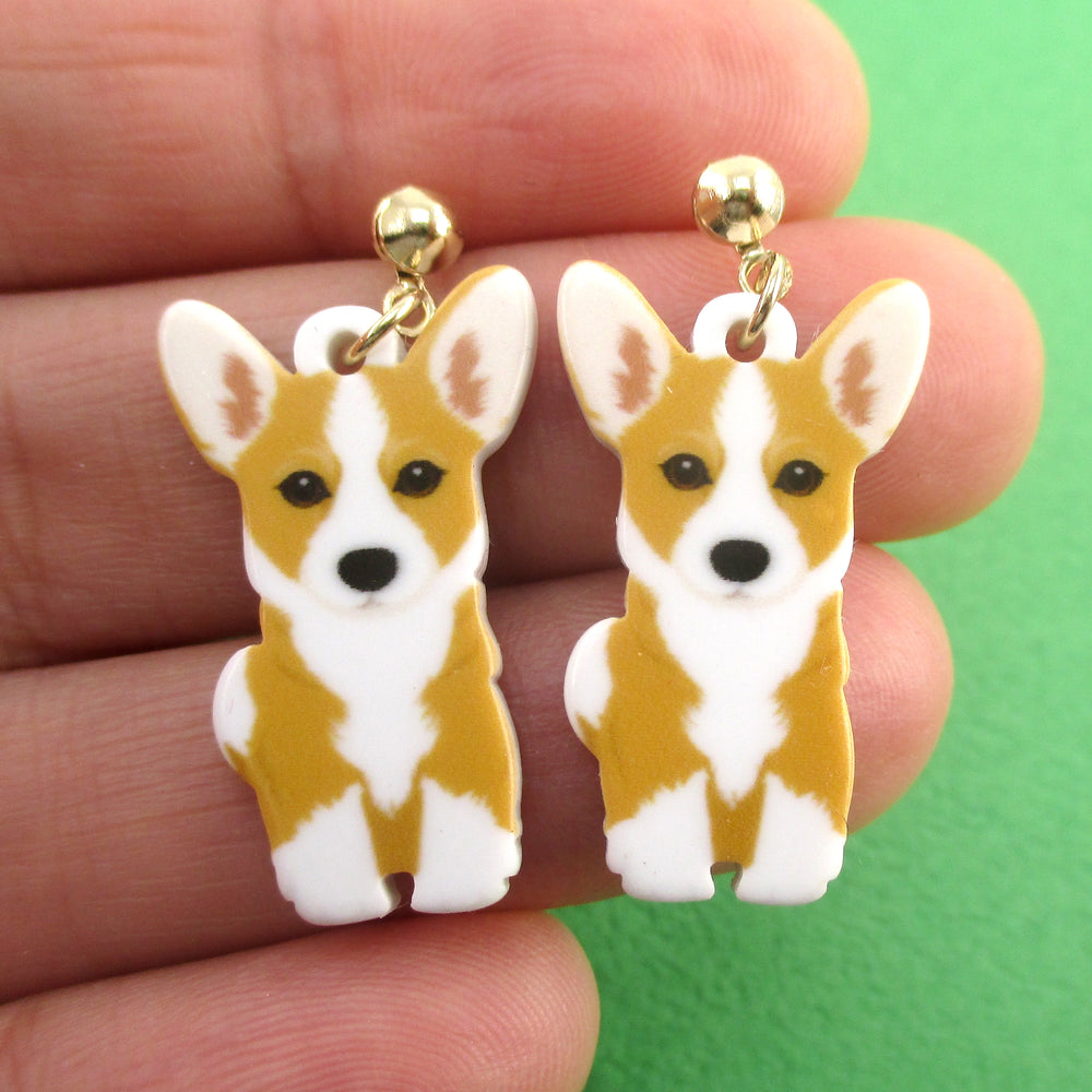 Adorable Pembroke Welsh Corgi Puppy Shaped Stud Drop Earrings for Dog Lovers