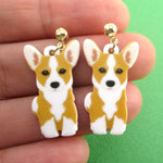 Adorable Pembroke Welsh Corgi Puppy Shaped Stud Drop Earrings for Dog Lovers