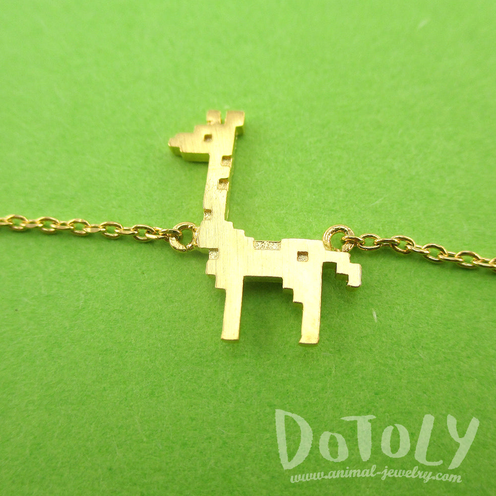 Adorable Pixel Baby Giraffe Shaped Charm Bracelet in Gold | DOTOLY