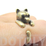 Adorable Polar Bear Hugging Your Finger Shaped Animal Ring in Brass | US Size 5 to 8 | DOTOLY