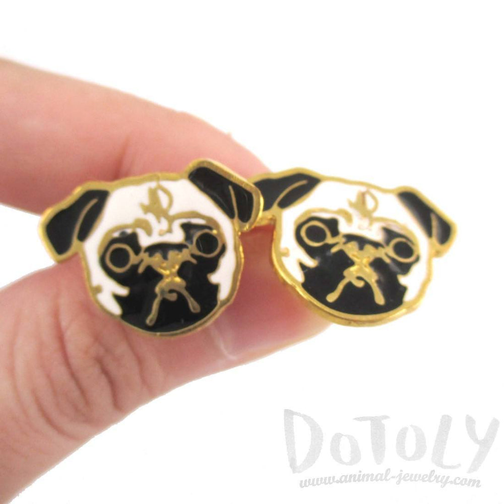 Adorable Pug Puppy Dog Face Shaped Stud Earrings | Limited Edition | DOTOLY