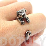 Adorable Puppy Dog Shaped Animal Wrap Around Ring in Gunmetal Silver | US Sizes 4 to 9 | DOTOLY