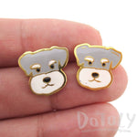 Adorable Schnauzer Puppy Dog Face Shaped Stud Earrings | Limited Edition | DOTOLY