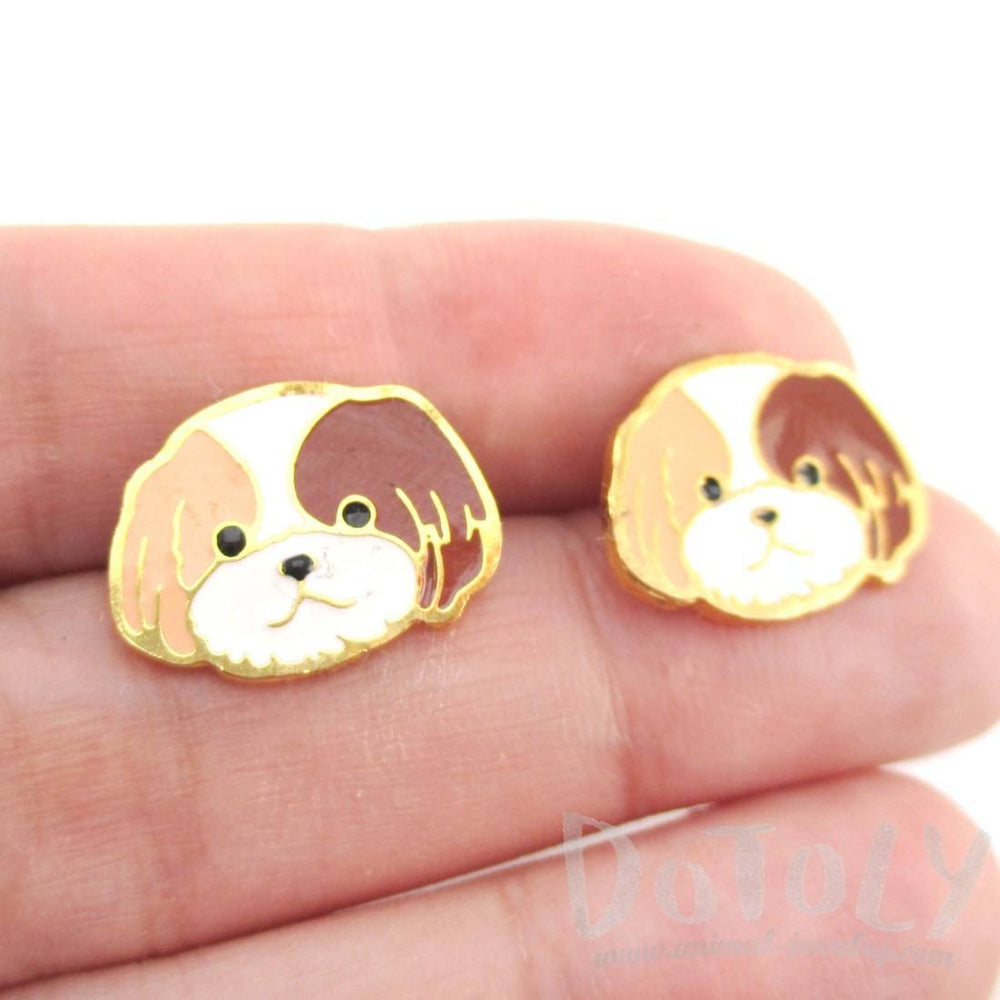 Adorable Shih Tzu Puppy Dog Face Shaped Stud Earrings | Limited Edition | DOTOLY