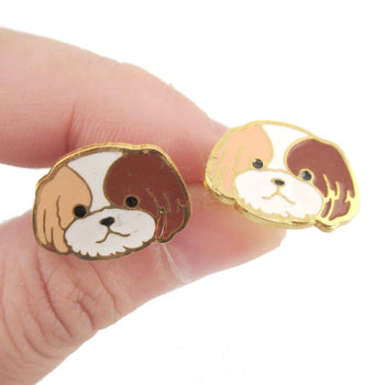 Adorable Shih Tzu Puppy Dog Face Shaped Stud Earrings | Limited Edition | DOTOLY