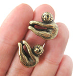 Adorable Sloth Shaped Animal Stud Earrings in Brass | Animal Jewelry | DOTOLY