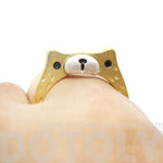 Adorable Teddy Bear Face Shaped Textured Animal Ring in Gold | DOTOLY | DOTOLY
