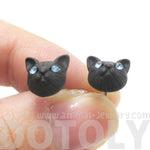 Adorable Tiny Kitty Cat Face Shaped Stud Earrings in Black | DOTOLY | DOTOLY
