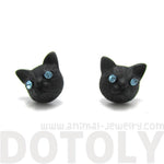 Adorable Tiny Kitty Cat Face Shaped Stud Earrings in Black | DOTOLY | DOTOLY