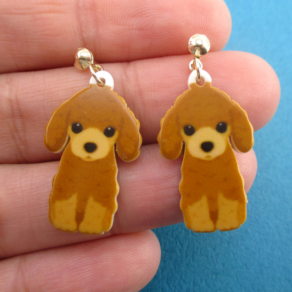 Adorable Toy Poodle Puppy Shaped Stud Drop Earrings for Dog Lovers