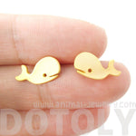 Adorable Whale Shaped Animal Inspired Stud Earrings in Gold | Animal Jewelry | DOTOLY