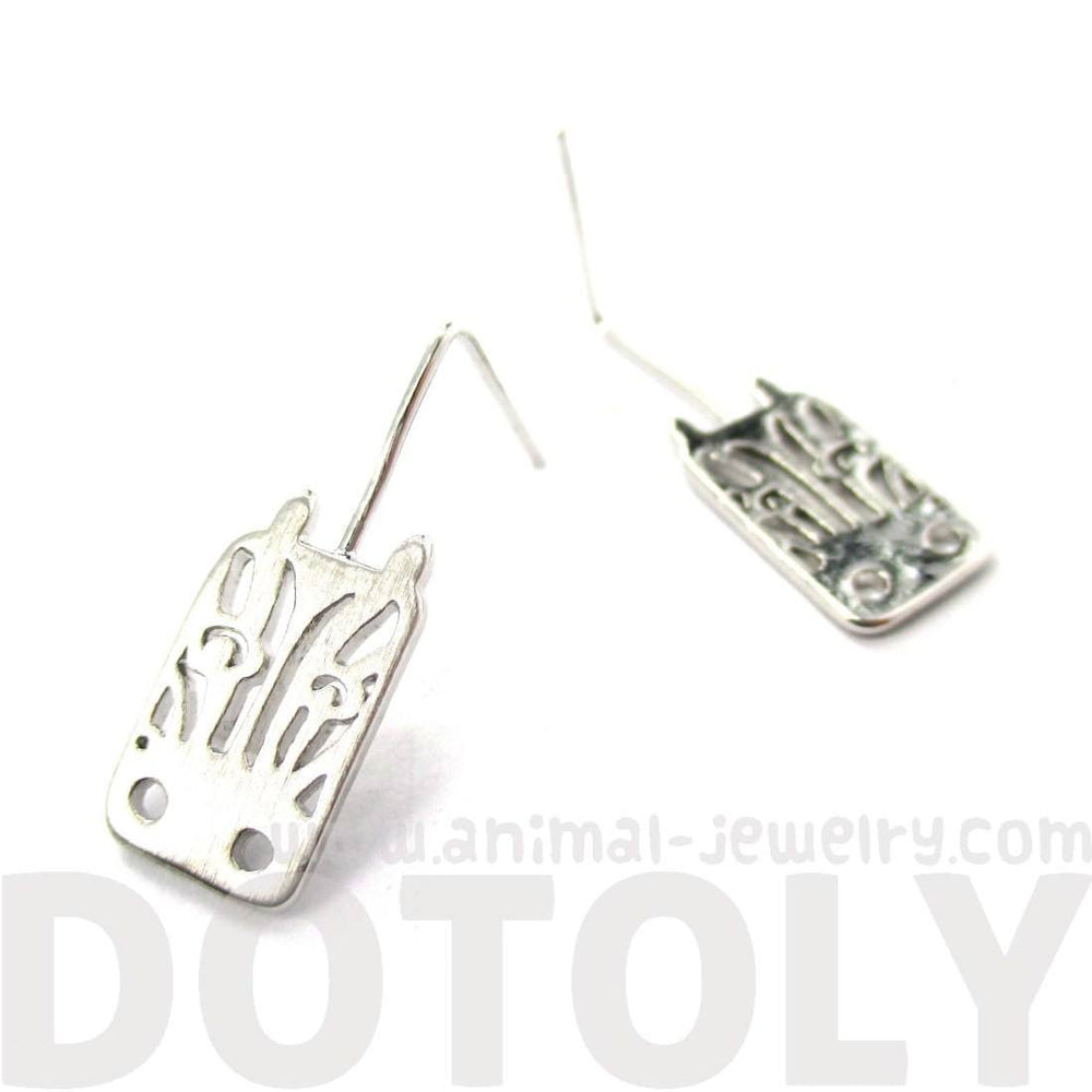Adorable Zebra Face Shaped Stud Earrings in Silver | Animal Jewelry | DOTOLY