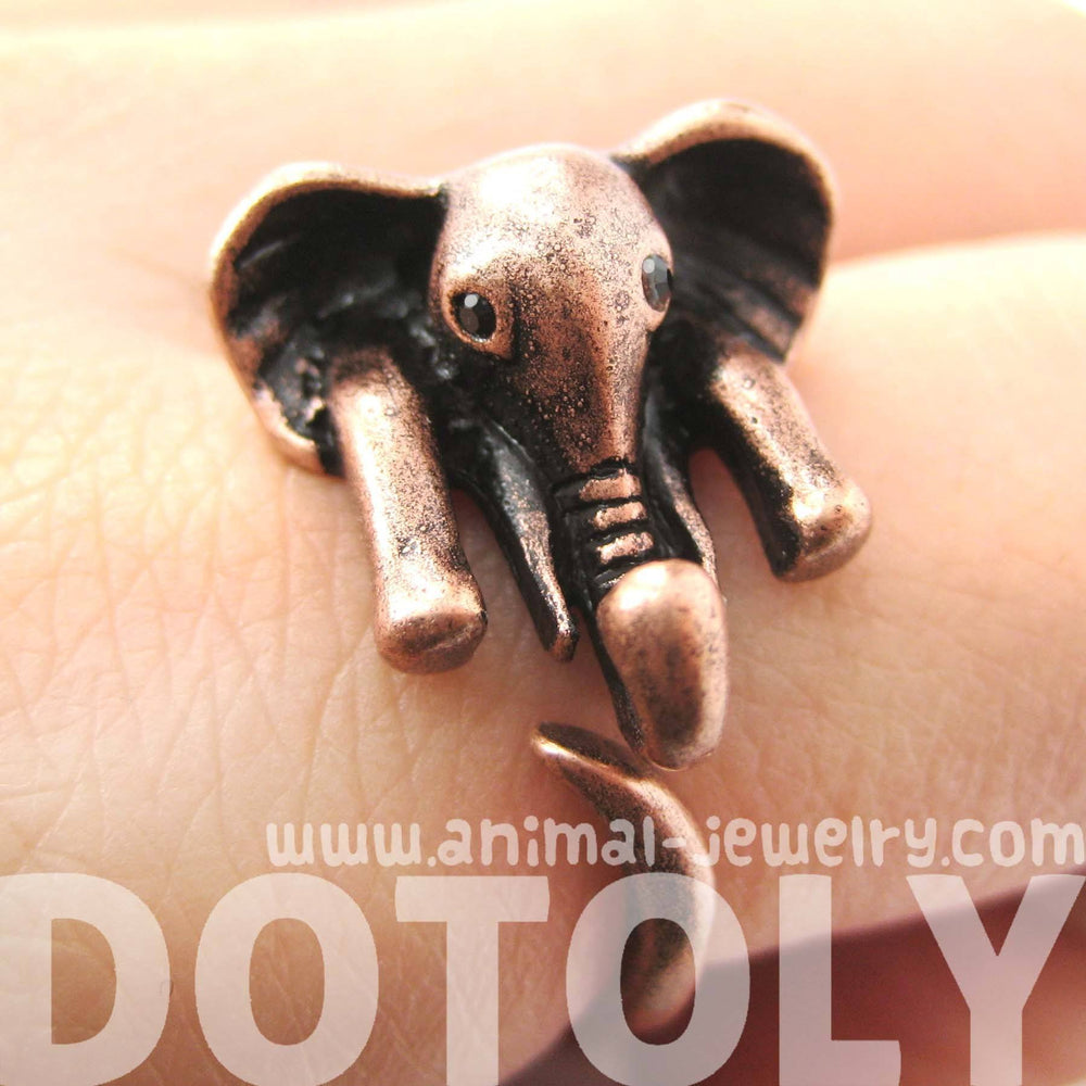 African Elephant Animal Wrap Around Ring in Copper - Sizes 6 to 10.5 Available | DOTOLY